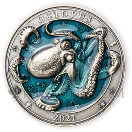Octopus - Underwater World 5$ Barbados 3oz 2021