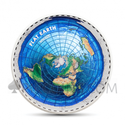 Flat Earth Great Conspiracies 2 Oz Silver Coin 10$ Palau 2019