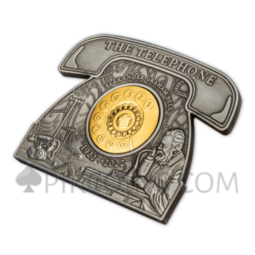Alexander Graham Bell 100 Years - Telephone-Shaped 5$ 3oz Barbados 2022