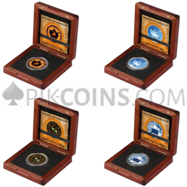 Maple Leaf 5 CAD 2018 - "Four Elements" Serie - Fire, Air, Earth, Water - Set