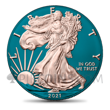 American Eagle - New Motive Space Blue & Rose Gold 1 USD 1oz USA 2021
