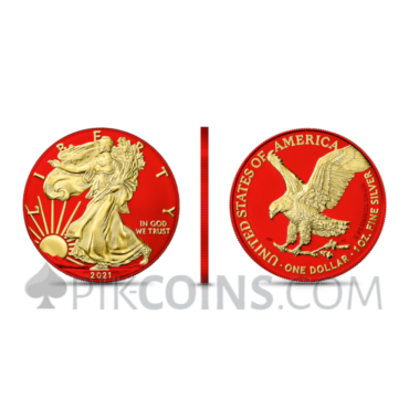 American Eagle - New Motive Space Red & Gold 1 USD 1oz USA 2021