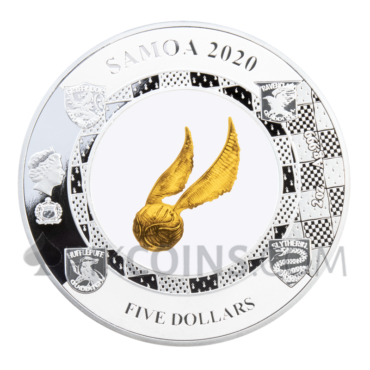 Harry Potter - The Golden Snitch 5$ 2oz silver + 0,2 g gold Samoa 2020