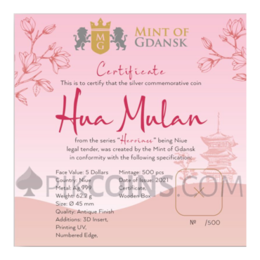 Hua Mulan 5$ 2oz Niue 2021