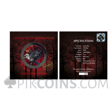 Mad Kookaburra 1 AUD 2018 - "Mad Animals" Series (Glow in the dark)