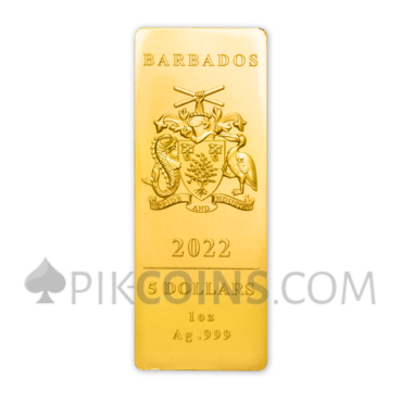 Lady Liberty 24K gold plated silver set 5$ 4x1oz Barbados 2022