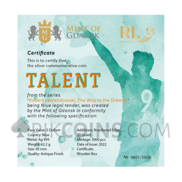 Robert Lewandowski - Talents 5$ 2oz Niue 2022