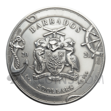 Ferdinand Magellan 5$ 3oz Barbados 2021