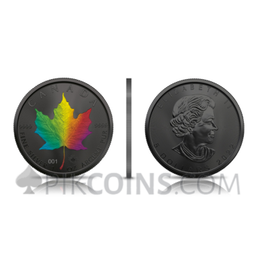 Maple Leaf - Rainbow Holo 5 CAD 1oz Canada 2022
