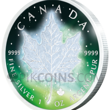 Frozen Maple Leaf 5 CAD - Aurora Rhodium