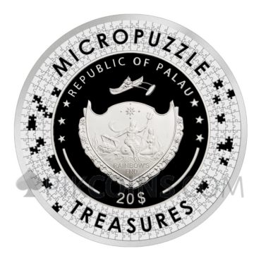 Couple Under One Umbrella - Micropuzzle Treasures 20$ 3oz Palau 2022