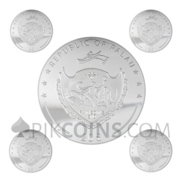 Seven Deadly Sins 4 x 2$, 1/2oz, 1 x 20$, 3oz silver set Palau 2022