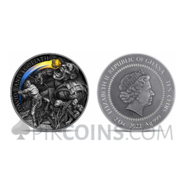 David and Goliath 10 Cedis 2oz Republic of Ghana 2022
