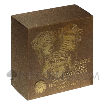 Three Wise Monkeys 5 Cedis 1oz Republic of Ghana 2022