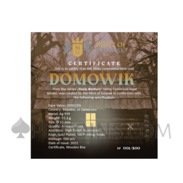 Domowik - Slavic Bestiary 2000 Francs CFA 3oz Republic of Cameroon 2022