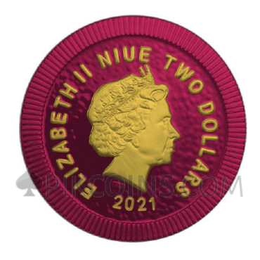 Athenian Owl - Purple Night - Swarovsky Crystals 2$ 1oz Niue 2021
