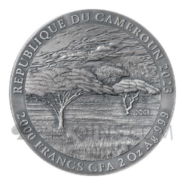 Black Rhino - Expressions of Wildlife 2000 Francs CFA 2oz Republic of Cameroon 2023