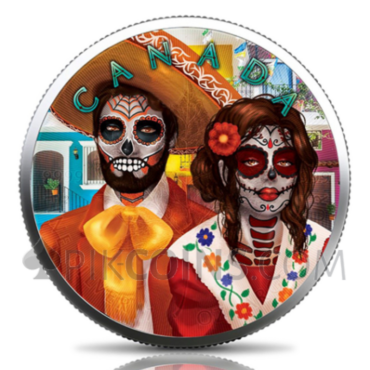 Maple Leaf - Día de Muertos 3 x 5 CAD 1oz 2022 (Glow in the dark)