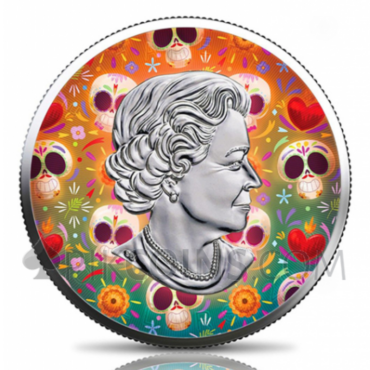 Maple Leaf - Día de Muertos 3 x 5 CAD 1oz 2022 (Glow in the dark)