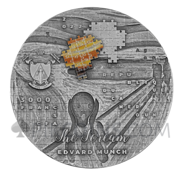 The Scream - Edvard Munch - soPuzzle Art 3000 Francs CFA 3oz Cameroon 2022