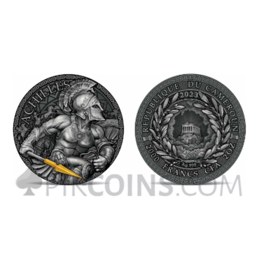 Achilles - The Great Greek Mythology 2000 Francs CFA 2oz Republic of Cameroon 2023