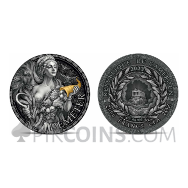 Demeter - The Great Greek Mythology 2000 Francs CFA 2oz Republic of Cameroon 2023