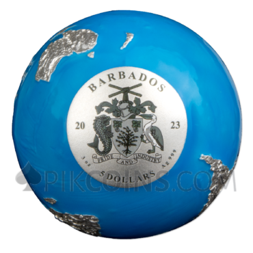 Blue Marble - Glow in the Dark 5$ 3oz Barbados 2023