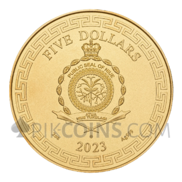 Qing Dynasty - Chinese Dragon Art - Gold Plated 5$ 2oz Niue 2023