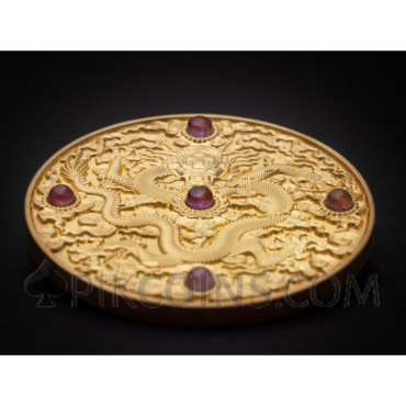 Qing Dynasty - Chinese Dragon Art - Gold Plated 5$ 2oz Niue 2023