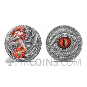 Flaming Wyvern - The Dragonology Series 2000 Francs CFA 2oz Republic of Cameroon 2023