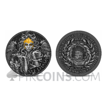 Medusa - The Great Greek Mythology 2000 Francs CFA 2oz Republic of Cameroon 2023