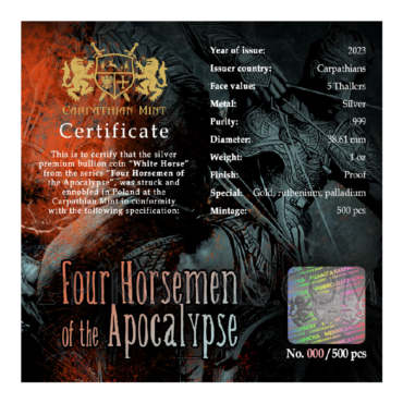 Four Horsemen of Apocalypse - White Horse - Ennobled Edition 1oz silver 2023