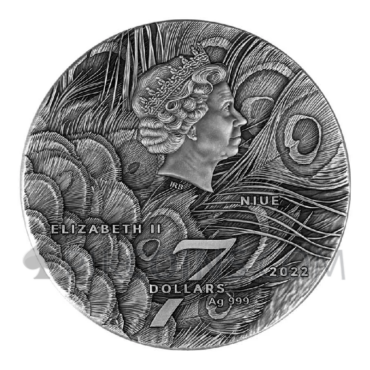 Peacock - Amazing Animals 7$ 3oz Niue 2022