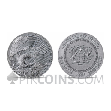 Eagle and Raven - Life Quotes 10 Cedis 2oz Republic of Ghana 2023