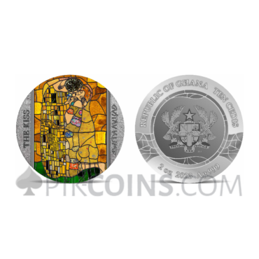 The Kiss - Stained Glass 10 Cedis 2oz Republic of Ghana 2023