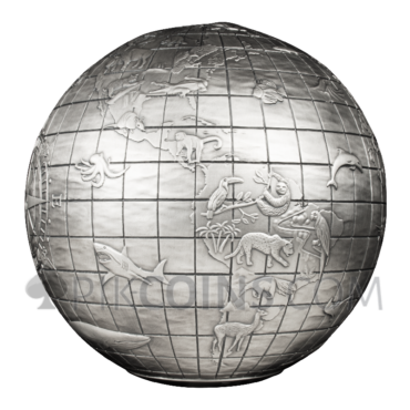 Animals of the World Spherical Coin 25$ 1kg Barbados 2023