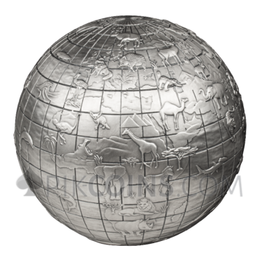 Animals of the World Spherical Coin 25$ 1kg Barbados 2023