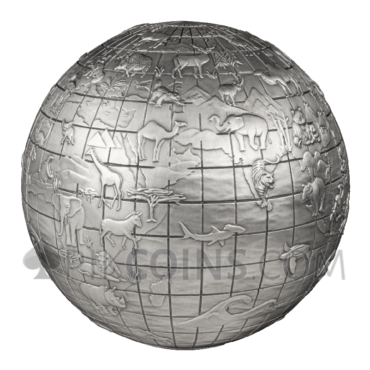 Animals of the World Spherical Coin 25$ 1kg Barbados 2023