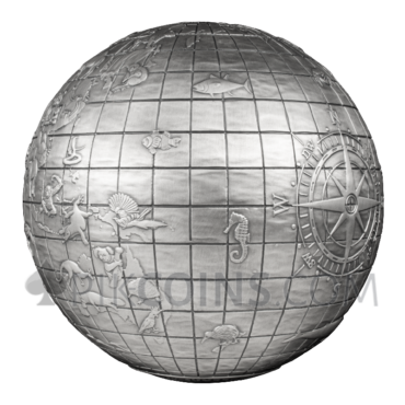 Animals of the World Spherical Coin 25$ 1kg Barbados 2023