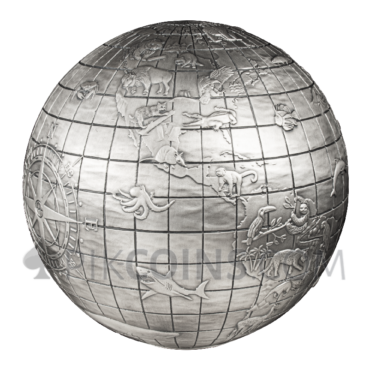 Animals of the World Spherical Coin 25$ 1kg Barbados 2023
