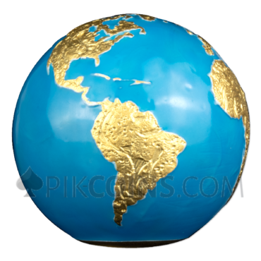Blue Marble - Glow in the Dark Gold Plated 5$ 3oz Barbados 2023
