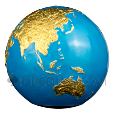 Blue Marble - Glow in the Dark Gold Plated 5$ 3oz Barbados 2023