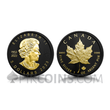 Maple Leaf - Black Platinum & Gold 5 CAD 1oz Canada 2023