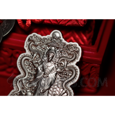 Double Dragon - God of Wealth 10000 Francs CFA 2oz Antique Finish Republique du Tchad 2024