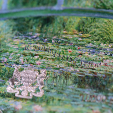 Water Lily Pond by Claude Monet - Celadon Porcelain 10000 Francs CFA 2oz Republique du Tchad 2024