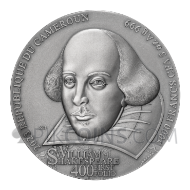 William Shakespeare First Folio 5000 Francs CFA 5oz Republic of Cameroon 2023