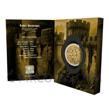 Arthur Pendragon - Camelot - Full Gilding Edition 2$ 1oz Niue 2023