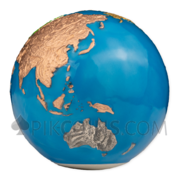 Glow In The Dark Planet Earth - Blue Marble 5$ 5oz Barbados 2024