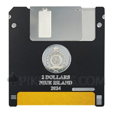 Floppy Disk Coloured Version - TechStalgic 2$ 2oz Niue 2024
