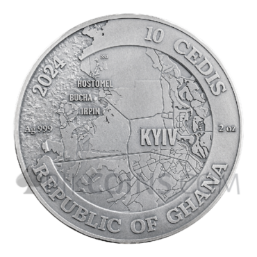 Battle of Kyiv 10 Cedis 2oz Republic of Ghana 2024